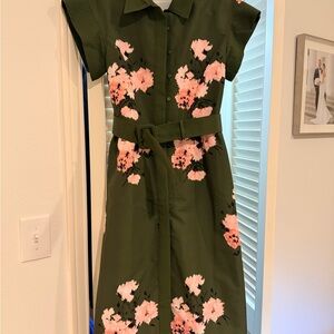 Tuckernuck Green and Pink Floral Midi Dress